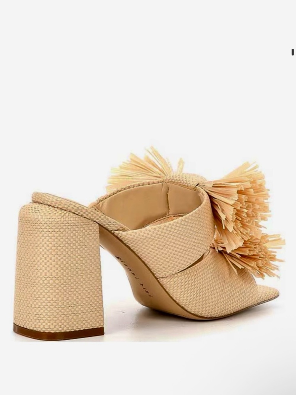 Gianni Bini Maguire Natural Raffia Tassel Block Heel Mules - Picture 2 of 9